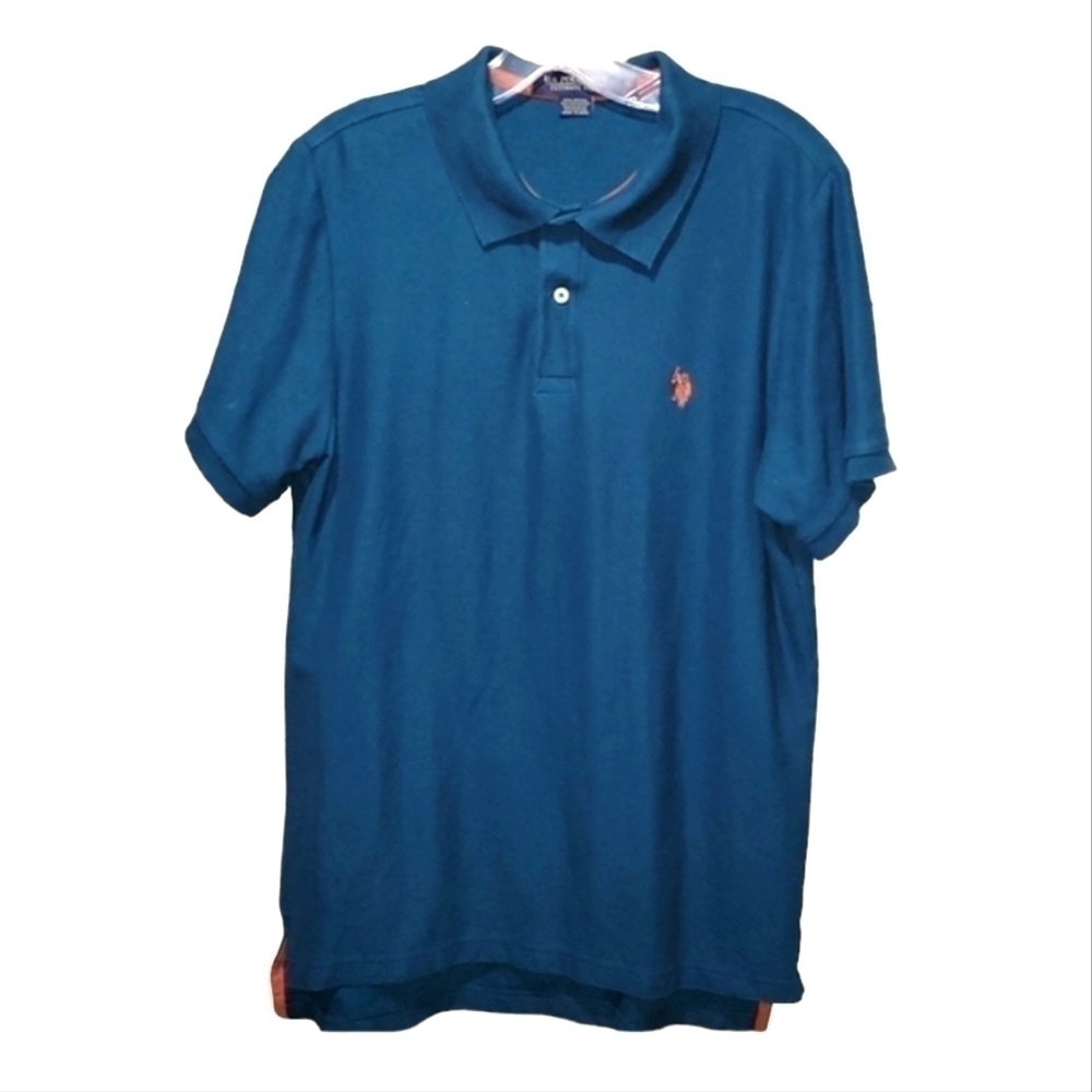 Mens size medium blue short sleeve polo shirt
